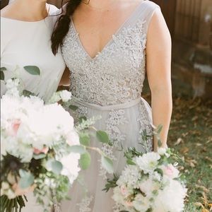 Lilac / Grey Formal Dress with Appliqué